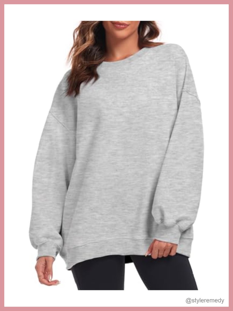 Oversized Crew Neck Fleece Sweatshirt Long Sleeve Pullover